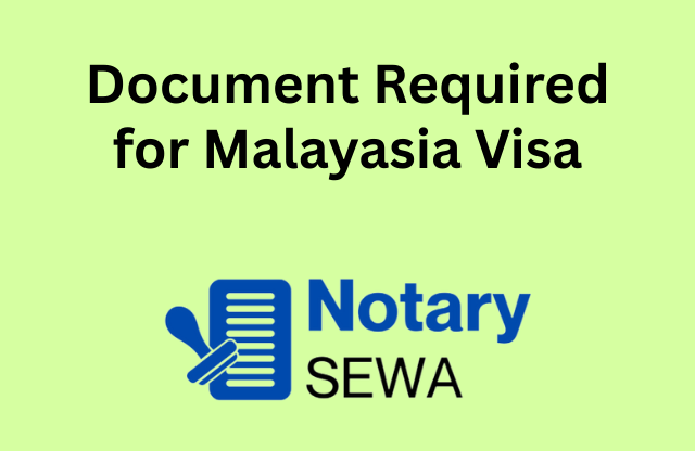 Document Required for Malayasia Visa